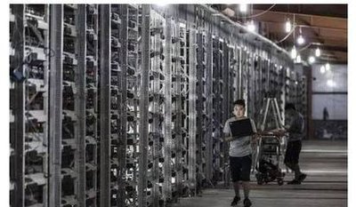 Expansive cryptocurrency mining farm operating at high capacity