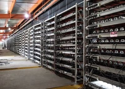 Overview of a mining farm with cooling solutions