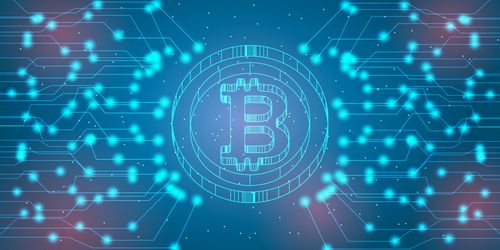 A vibrant visualization of Bitcoin's blockchain network, showcasing optimized hash rates for peak efficiency